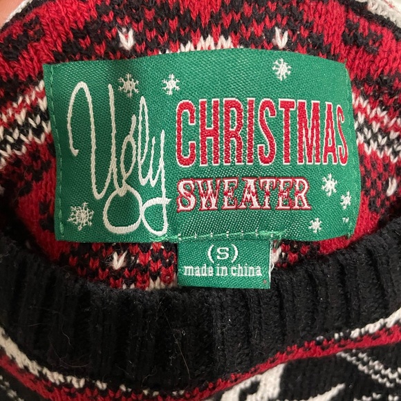 Ugly Christmas Sweater Red and Black Knit - Picture 3 of 3